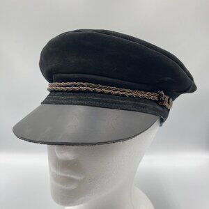 Brixton Kayla Cap Moto Suede Leather Hat Black Women's Size S Pre-Owned